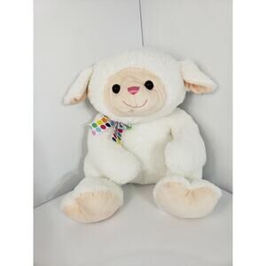 Hug Fun Lamb White Stuffed Animal Toy With Easter Ribbon 20"